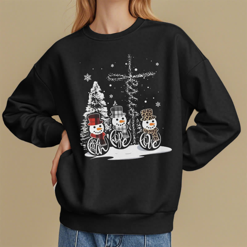 Christianartworkshop Colored Style Faith Hope Love Christmas Fleece Lined Polyester Sweatshirt - image 7
