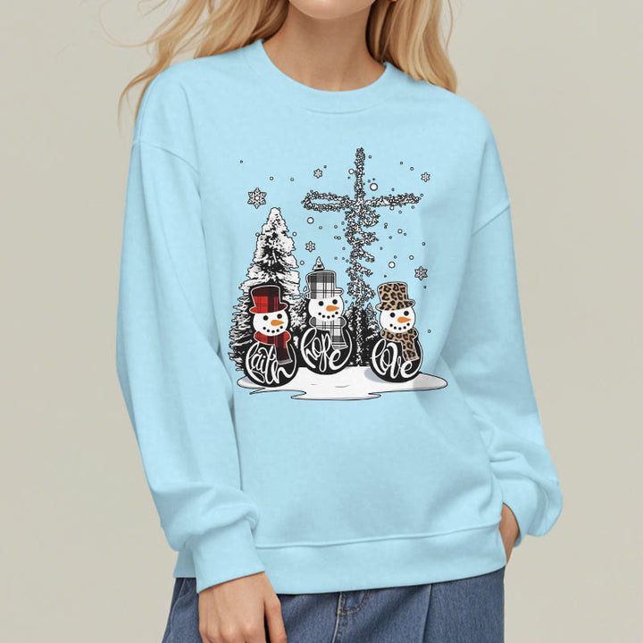 Christianartworkshop Colored Style Faith Hope Love Christmas Fleece Lined Polyester Sweatshirt - image 2