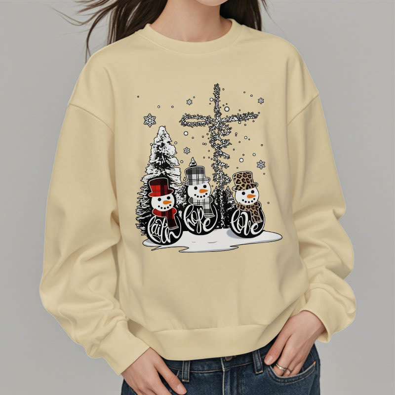 Christianartworkshop Colored Style Faith Hope Love Christmas Fleece Lined Polyester Sweatshirt - image 17