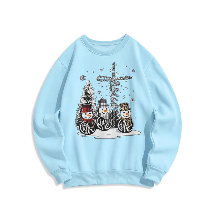 Christianartworkshop Colored Style Faith Hope Love Christmas Fleece Lined Polyester Sweatshirt - Blue - 2XL - image 0