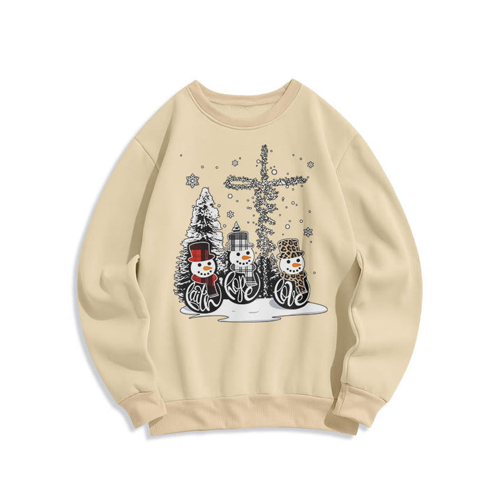Christianartworkshop Colored Style Faith Hope Love Christmas Fleece Lined Polyester Sweatshirt - Beige - 2XL - image 15