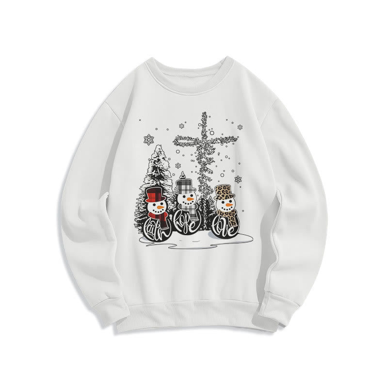 Christianartworkshop Colored Style Faith Hope Love Christmas Fleece Lined Polyester Sweatshirt - White - 2XL - image 10