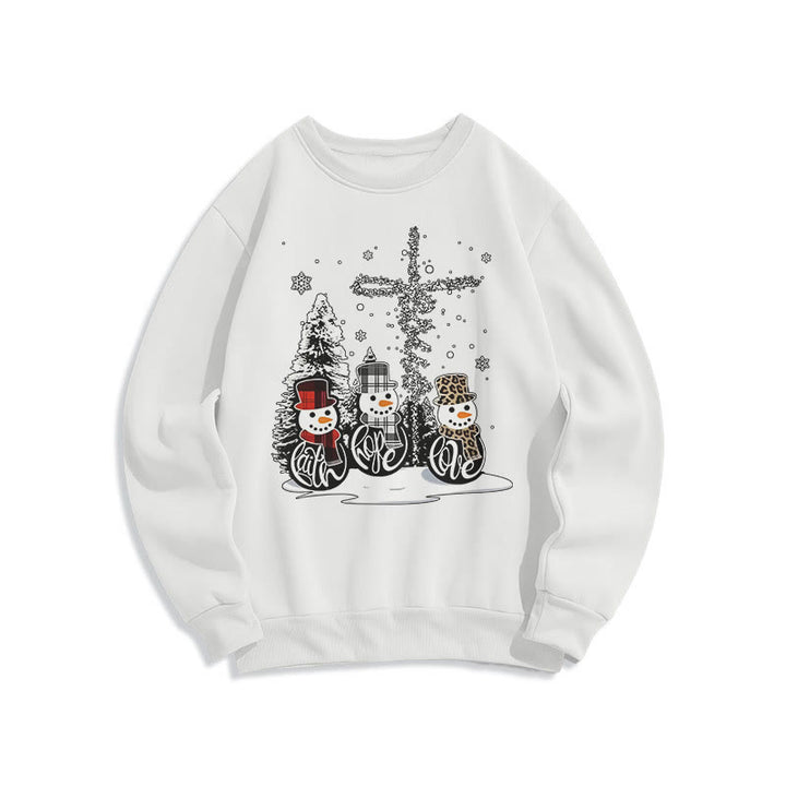 Christianartworkshop Colored Style Faith Hope Love Christmas Fleece Lined Polyester Sweatshirt - White - 2XL - image 10