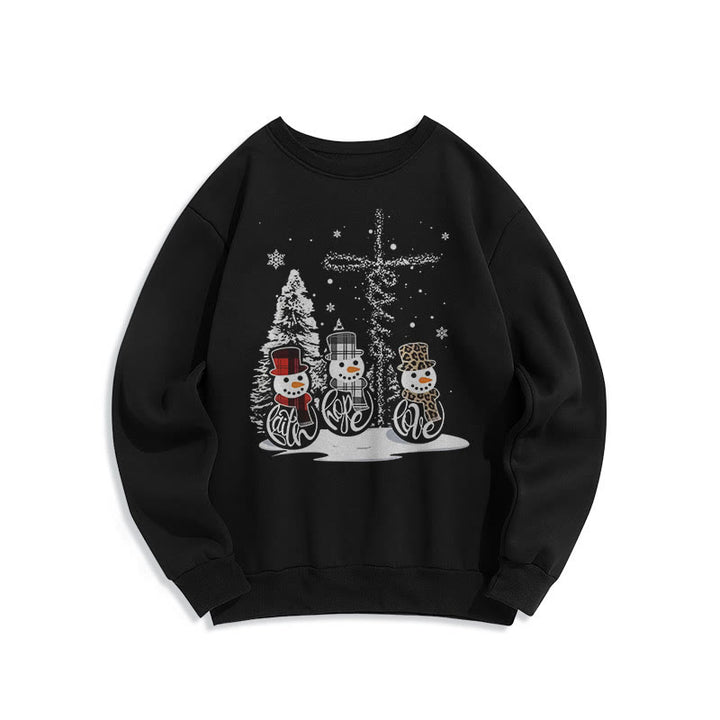 Christianartworkshop Colored Style Faith Hope Love Christmas Fleece Lined Polyester Sweatshirt - Black - 2XL - image 5