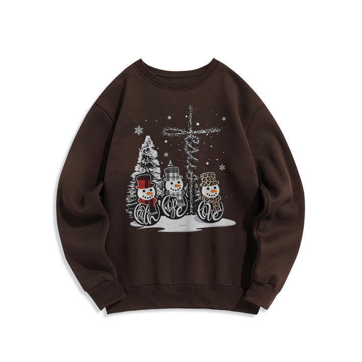 Christianartworkshop Colored Style Faith Hope Love Christmas Fleece Lined Polyester Sweatshirt - Brown - 2XL - image 20
