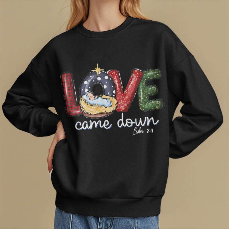 Christianartworkshop Colored Style Love Came Down Christmas Fleece Lined Polyester Sweatshirt - image 8