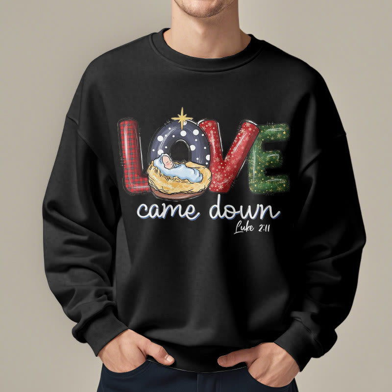 Christianartworkshop Colored Style Love Came Down Christmas Fleece Lined Polyester Sweatshirt - image 7