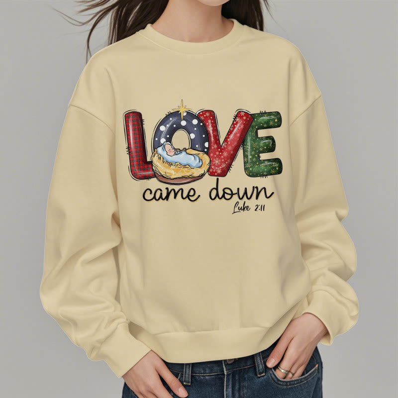Christianartworkshop Colored Style Love Came Down Christmas Fleece Lined Polyester Sweatshirt - image 13