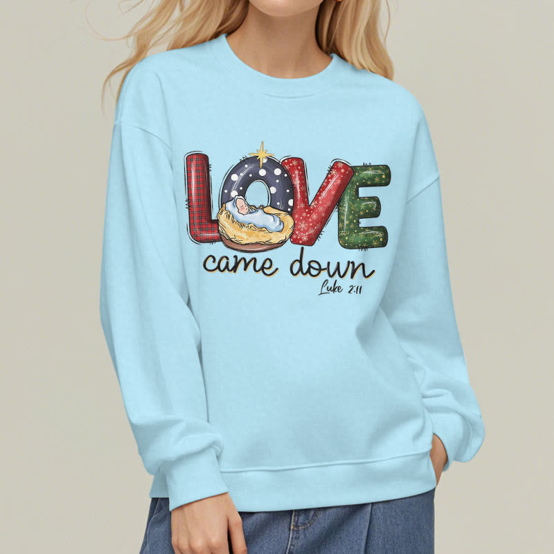 Christianartworkshop Colored Style Love Came Down Christmas Fleece Lined Polyester Sweatshirt - image 27