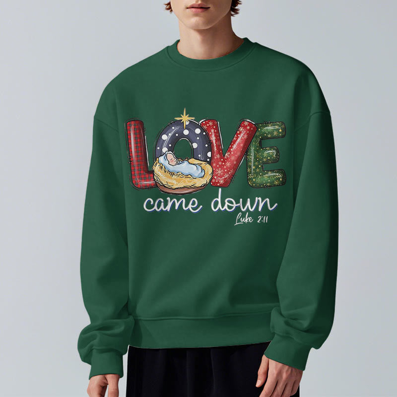 Christianartworkshop Colored Style Love Came Down Christmas Fleece Lined Polyester Sweatshirt - image 23