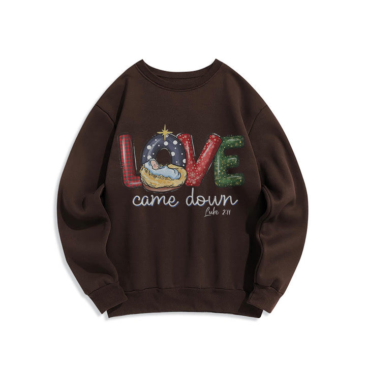 Christianartworkshop Colored Style Love Came Down Christmas Fleece Lined Polyester Sweatshirt - Brown - 2XL - image 15