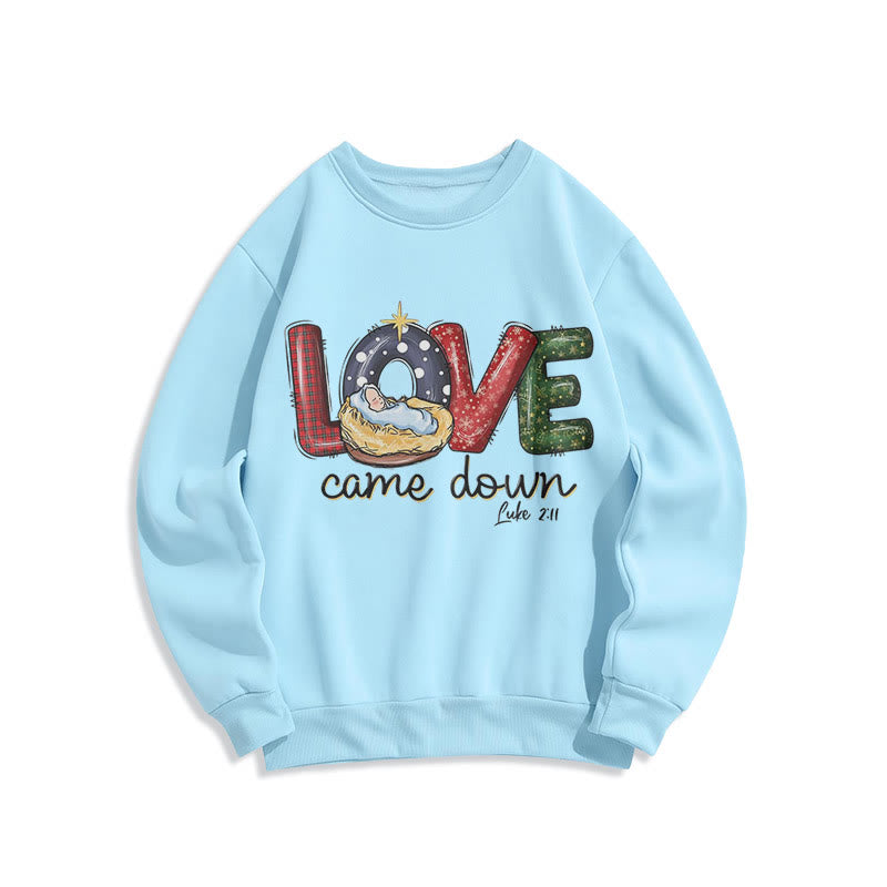 Christianartworkshop Colored Style Love Came Down Christmas Fleece Lined Polyester Sweatshirt - Blue - 2XL - image 25