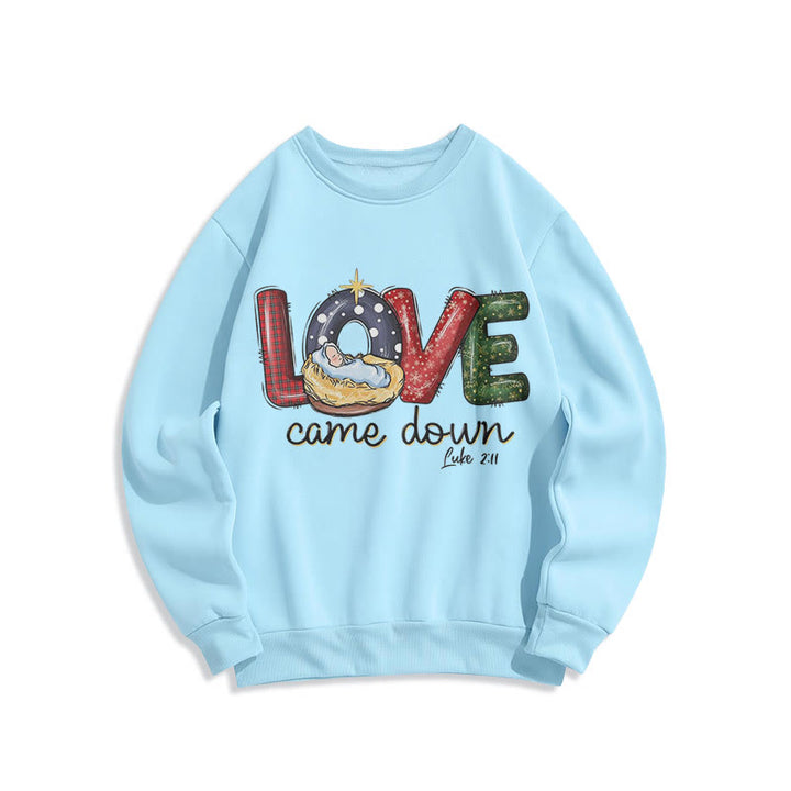 Christianartworkshop Colored Style Love Came Down Christmas Fleece Lined Polyester Sweatshirt - Blue - 2XL - image 25