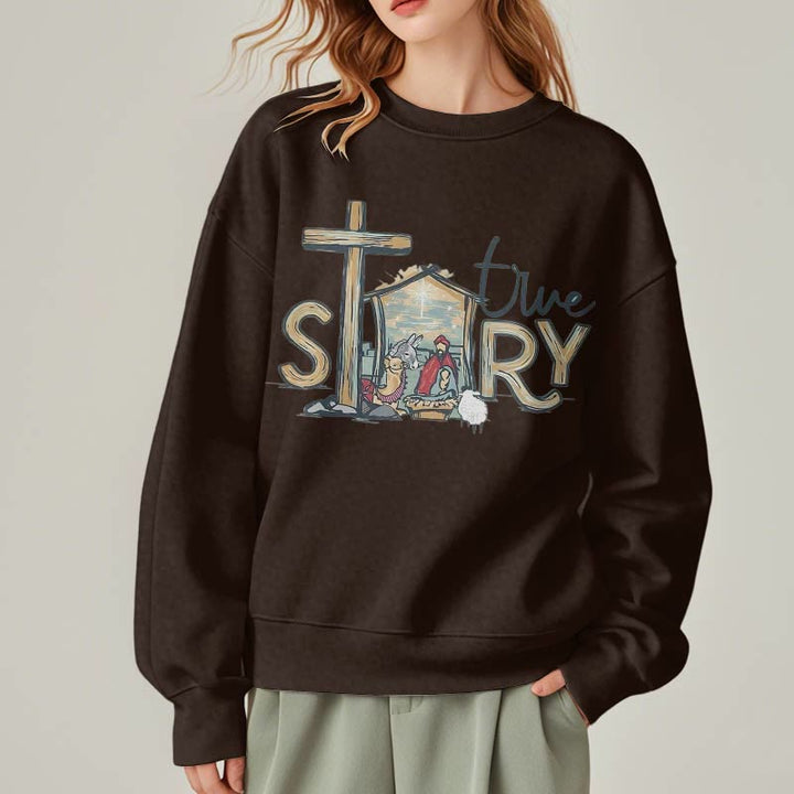 Christianartworkshop Modern Style True Story Nativity Scene Fleece Lined Polyester Sweatshirt - image 18