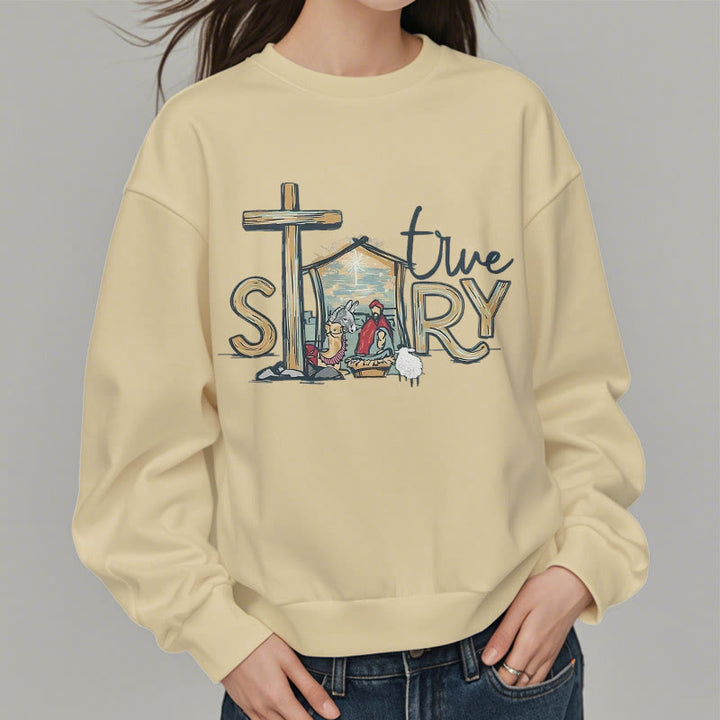 Christianartworkshop Modern Style True Story Nativity Scene Fleece Lined Polyester Sweatshirt - image 13