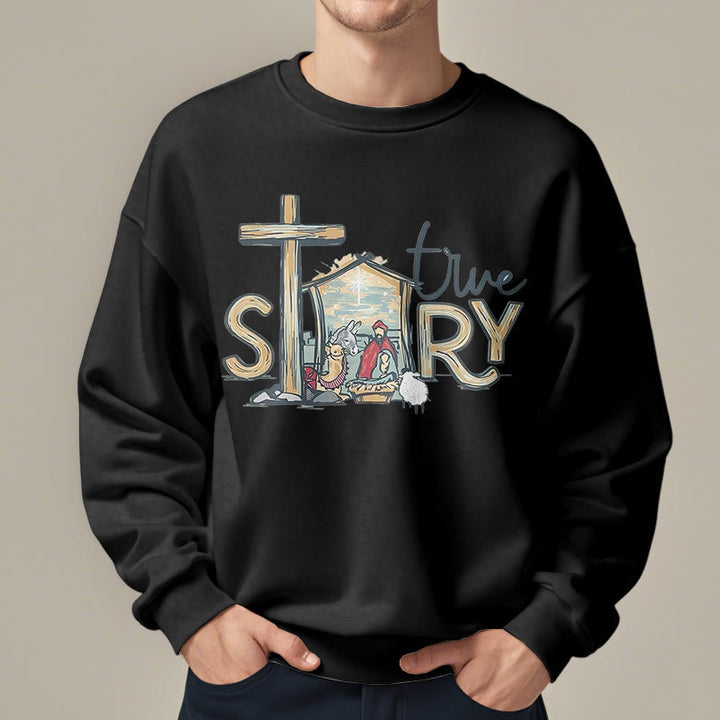 Christianartworkshop Modern Style True Story Nativity Scene Fleece Lined Polyester Sweatshirt - image 7