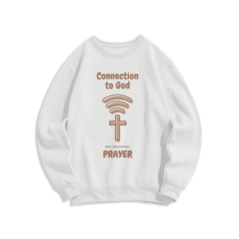 Christianartworkshop Modern Style Prayer Connection To God Fleece Lined Polyester Sweatshirt - White - 2XL - image 10