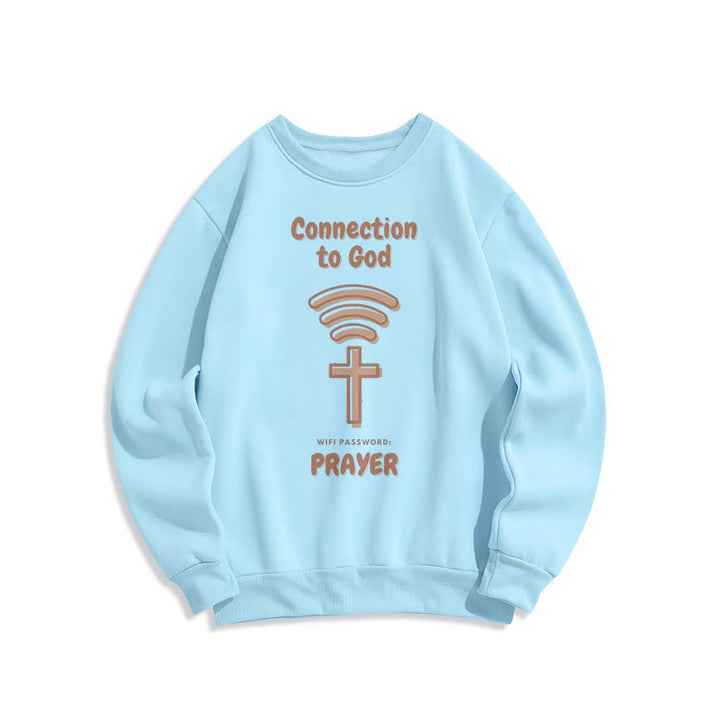 Christianartworkshop Modern Style Prayer Connection To God Fleece Lined Polyester Sweatshirt - Blue - 2XL - image 25