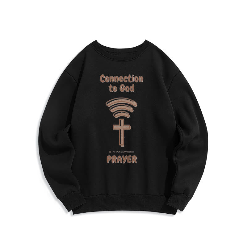 Christianartworkshop Modern Style Prayer Connection To God Fleece Lined Polyester Sweatshirt - Black - 2XL - image 5