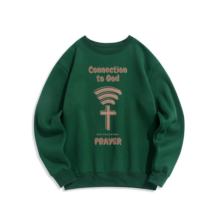 Christianartworkshop Modern Style Prayer Connection To God Fleece Lined Polyester Sweatshirt - Green - 2XL - image 0