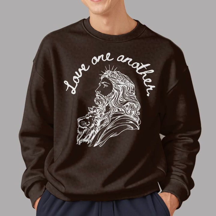 Christianartworkshop Classic Style Love One Another Jesus Fleece Lined Polyester Sweatshirt - image 18