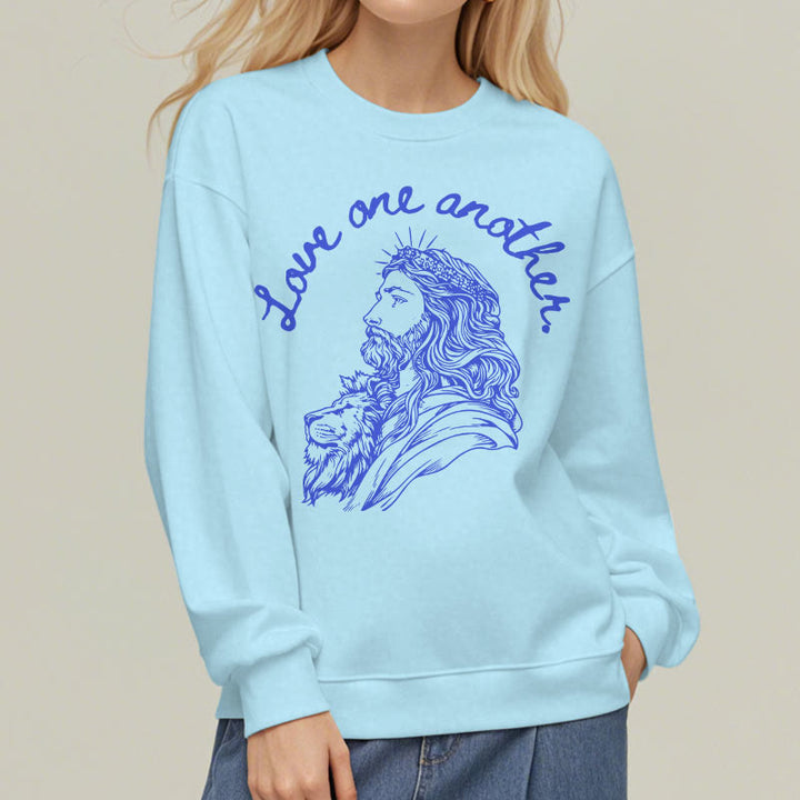 Christianartworkshop Classic Style Love One Another Jesus Fleece Lined Polyester Sweatshirt - image 28