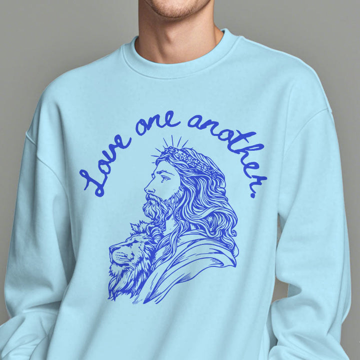Christianartworkshop Classic Style Love One Another Jesus Fleece Lined Polyester Sweatshirt - image 27