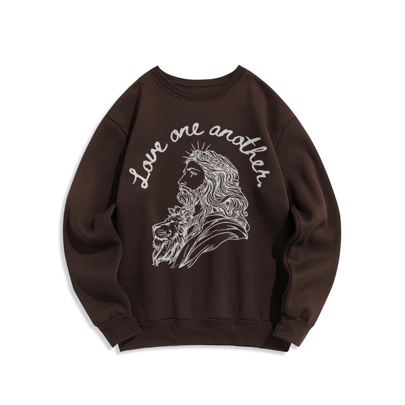 Christianartworkshop Classic Style Love One Another Jesus Fleece Lined Polyester Sweatshirt - Brown - 2XL - image 15