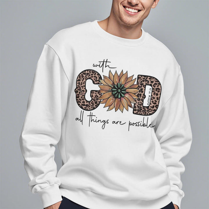 Christianartworkshop Quotation Style With God All Things Are Possible Fleece Lined Polyester Sweatshirt - image 12