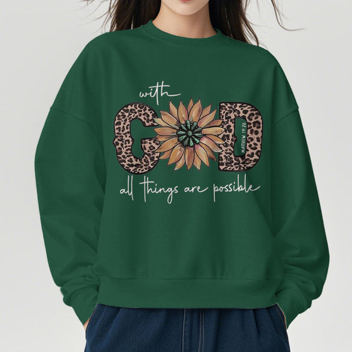 Christianartworkshop Quotation Style With God All Things Are Possible Fleece Lined Polyester Sweatshirt - image 28