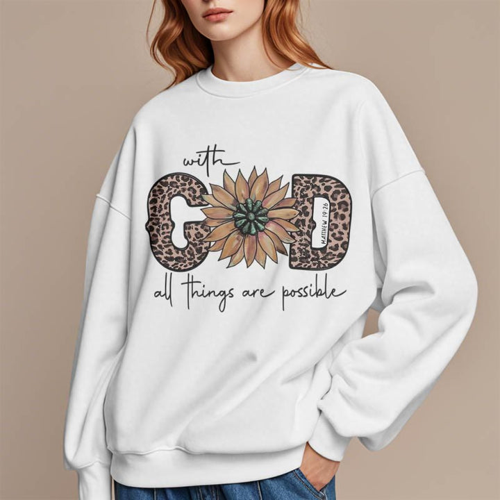 Christianartworkshop Quotation Style With God All Things Are Possible Fleece Lined Polyester Sweatshirt - image 13