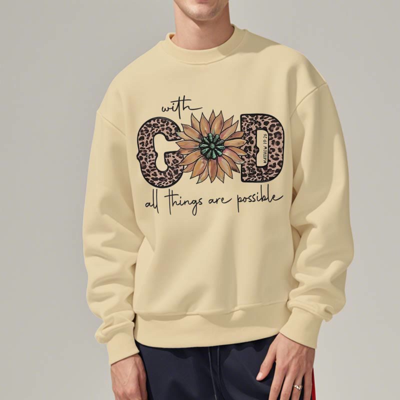 Christianartworkshop Quotation Style With God All Things Are Possible Fleece Lined Polyester Sweatshirt - image 18