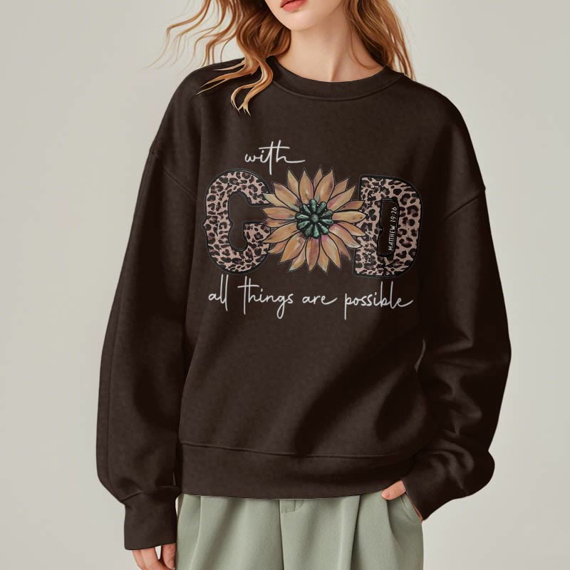 Christianartworkshop Quotation Style With God All Things Are Possible Fleece Lined Polyester Sweatshirt - image 23