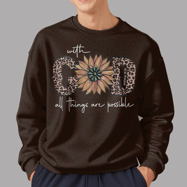 Christianartworkshop Quotation Style With God All Things Are Possible Fleece Lined Polyester Sweatshirt - image 22