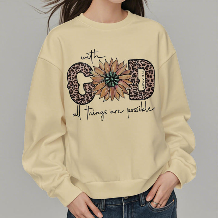 Christianartworkshop Quotation Style With God All Things Are Possible Fleece Lined Polyester Sweatshirt - image 17
