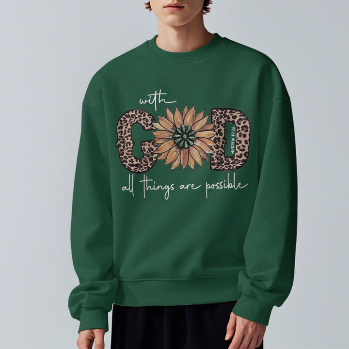 Christianartworkshop Quotation Style With God All Things Are Possible Fleece Lined Polyester Sweatshirt - image 27
