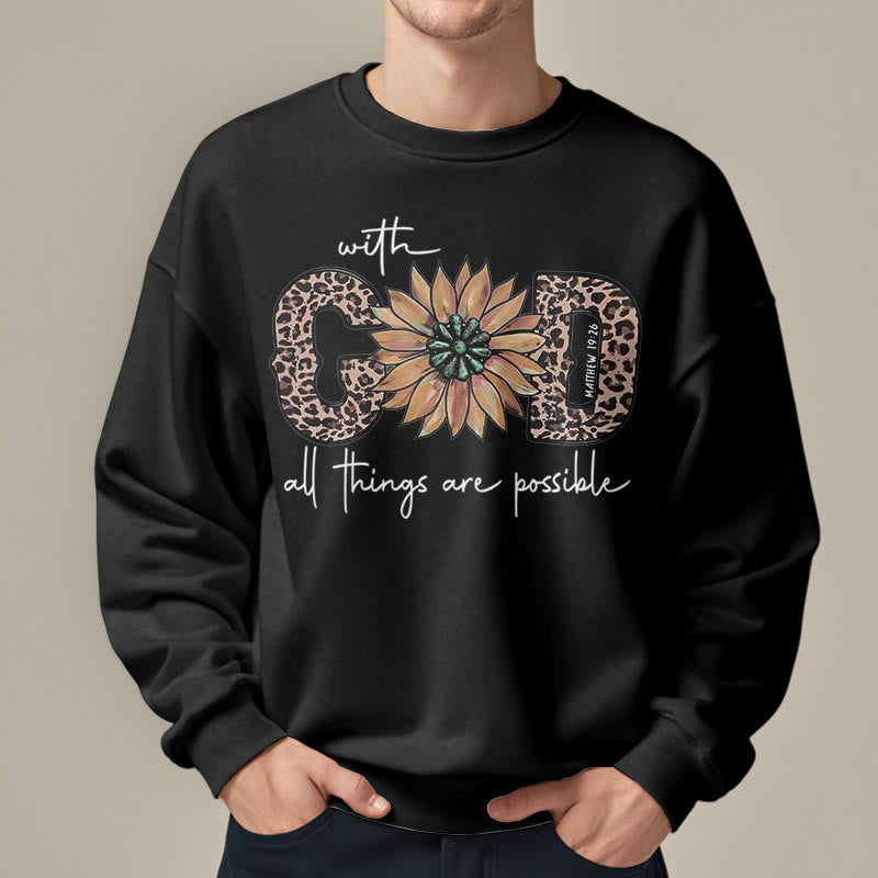 Christianartworkshop Quotation Style With God All Things Are Possible Fleece Lined Polyester Sweatshirt - image 8
