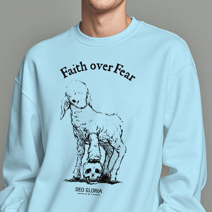 Christianartworkshop Quotation Style Faith Over Fear Lamb Fleece Lined Polyester Sweatshirt - image 28
