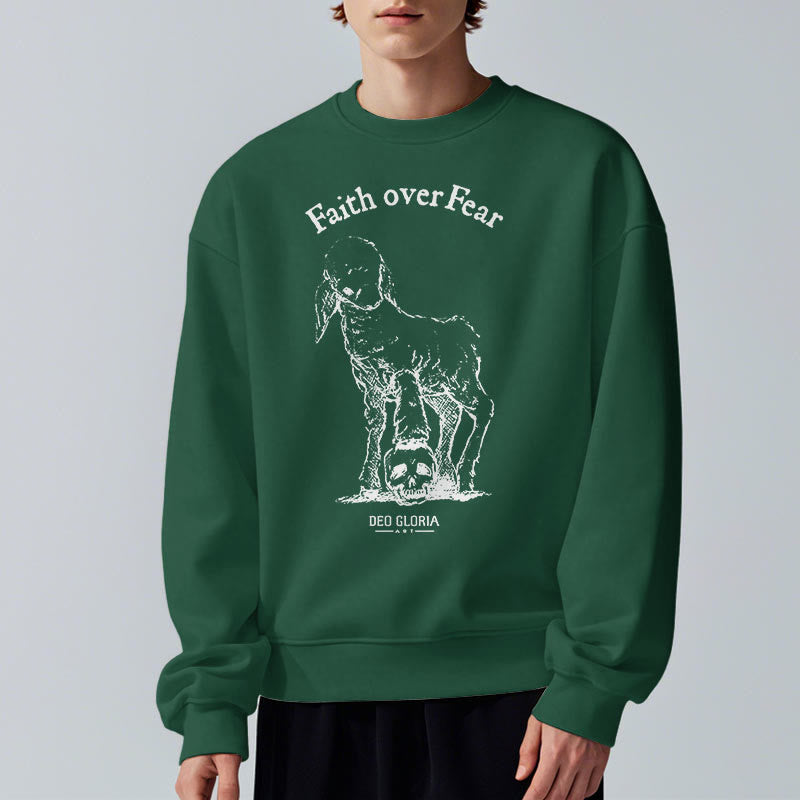 Christianartworkshop Quotation Style Faith Over Fear Lamb Fleece Lined Polyester Sweatshirt - image 23