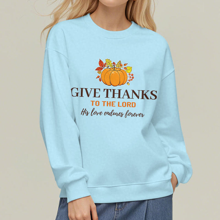 Christianartworkshop Modern Style Give Thanks to the Lord Pumpkin Fleece Lined Polyester Sweatshirt - image 27