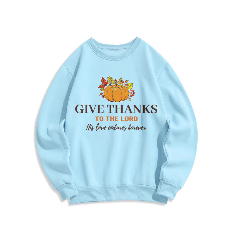 Christianartworkshop Modern Style Give Thanks to the Lord Pumpkin Fleece Lined Polyester Sweatshirt - Blue - 2XL - image 25