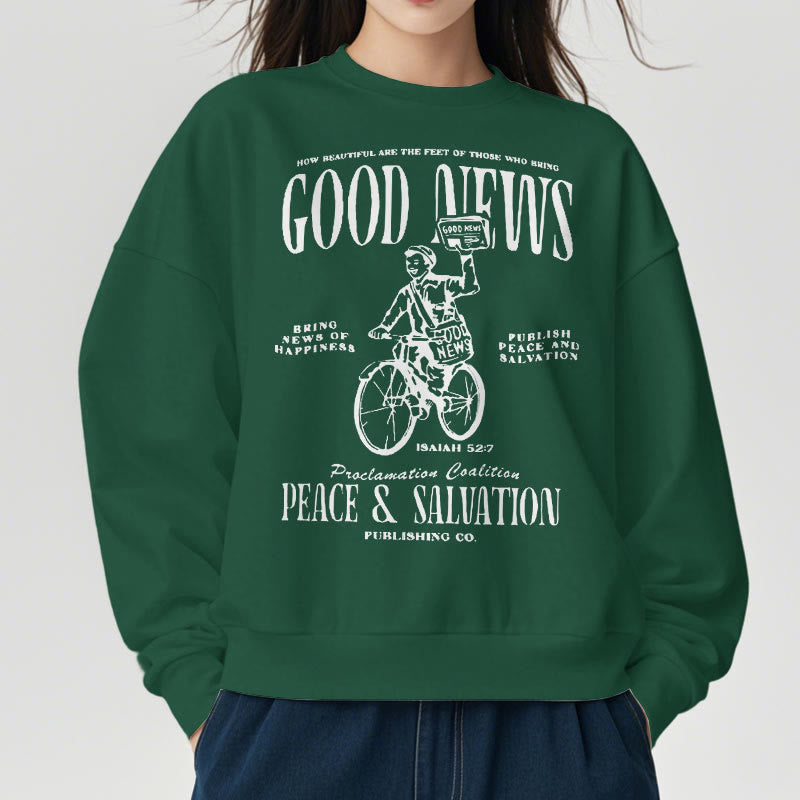 Christianartworkshop Quotation Style Good News Isaiah 52:7 Fleece Lined Polyester Sweatshirt - image 23