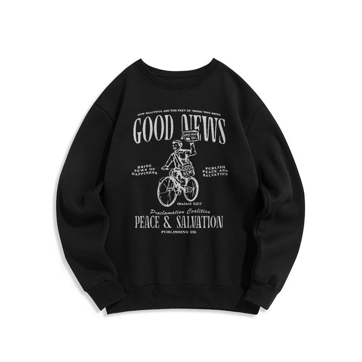 Christianartworkshop Quotation Style Good News Isaiah 52:7 Fleece Lined Polyester Sweatshirt - Black - 2XL - image 5