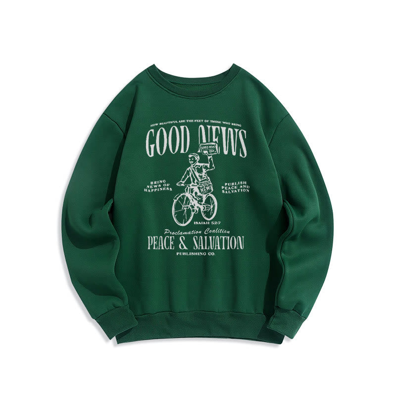 Christianartworkshop Quotation Style Good News Isaiah 52:7 Fleece Lined Polyester Sweatshirt - Green - 2XL - image 20