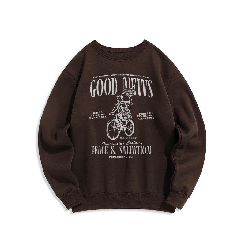 Christianartworkshop Quotation Style Good News Isaiah 52:7 Fleece Lined Polyester Sweatshirt - Brown - 2XL - image 15
