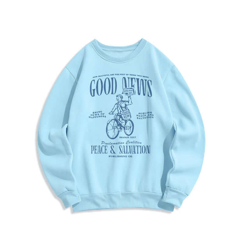 Christianartworkshop Quotation Style Good News Isaiah 52:7 Fleece Lined Polyester Sweatshirt - Blue - 2XL - image 25