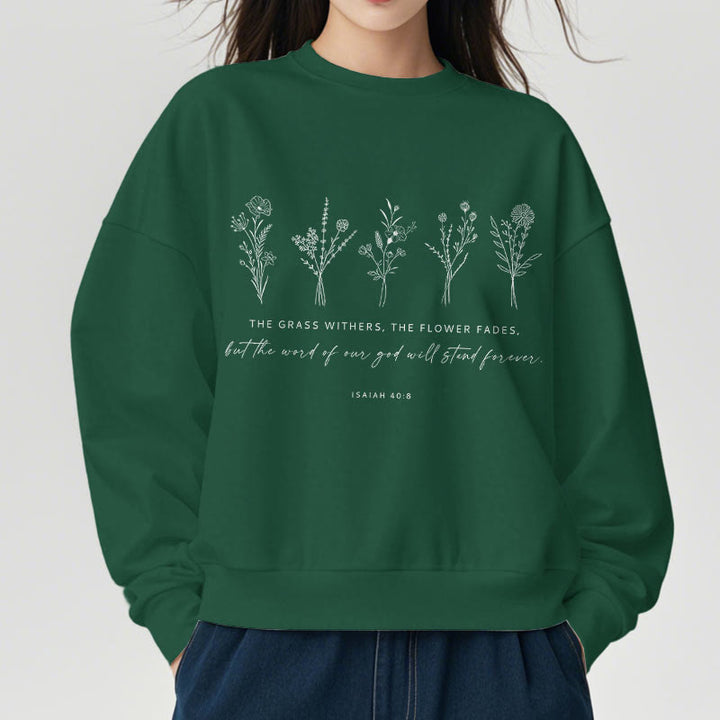 Christianartworkshop Quotation Style Isaiah 40:8 Floral Forever Fleece Lined Polyester Sweatshirt - image 23