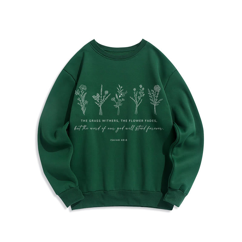Christianartworkshop Quotation Style Isaiah 40:8 Floral Forever Fleece Lined Polyester Sweatshirt - Green - 2XL - image 20