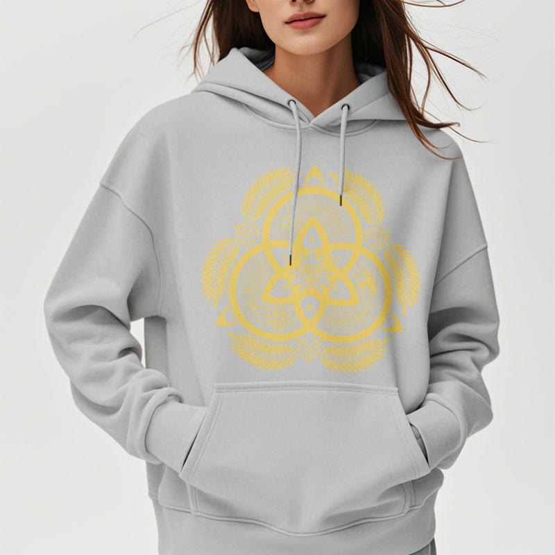 Christianartworkshop Classic Style Divine Unity Gold Sacred Emblem Fleece Lined Polyester Hoodie - image 32