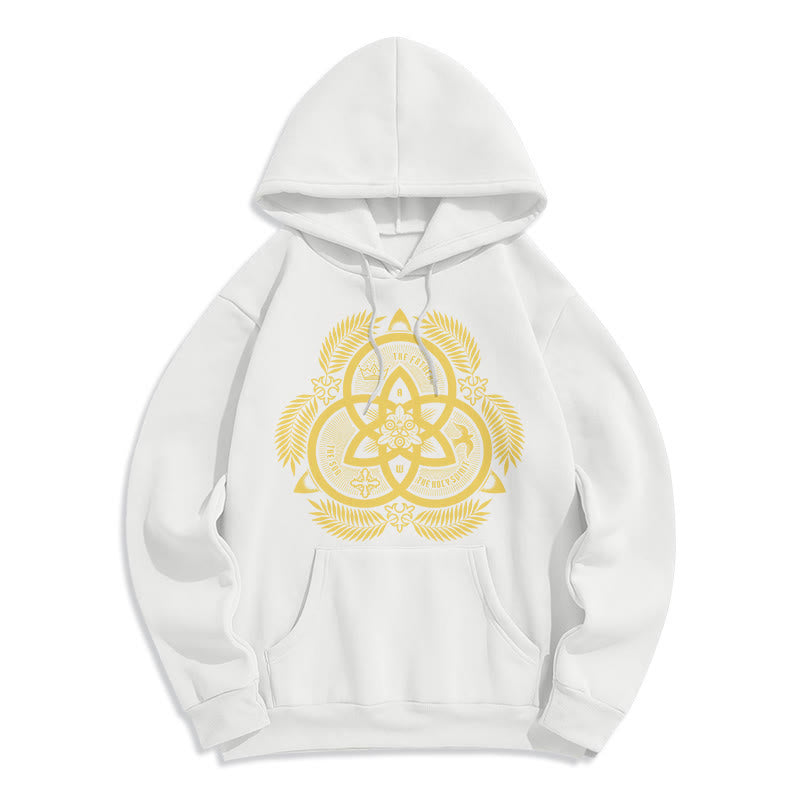 Christianartworkshop Classic Style Divine Unity Gold Sacred Emblem Fleece Lined Polyester Hoodie - White - 2XL - image 10